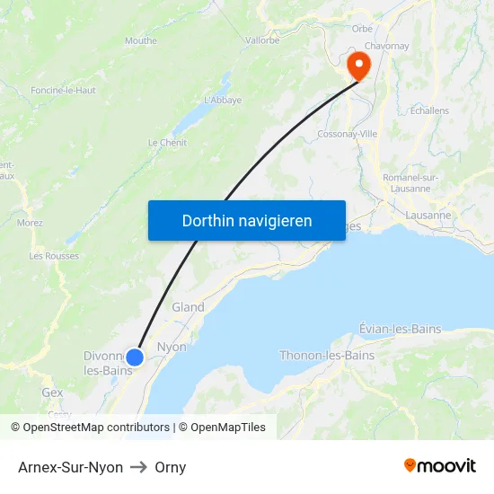 Arnex-Sur-Nyon to Orny map
