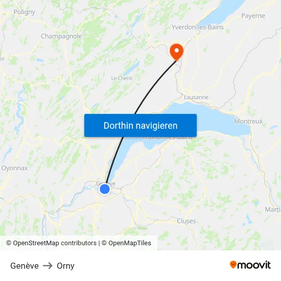 Genève to Orny map