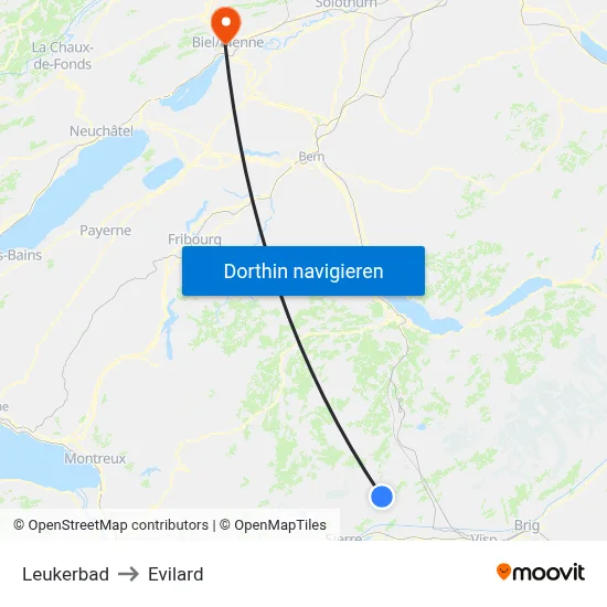 Leukerbad to Evilard map