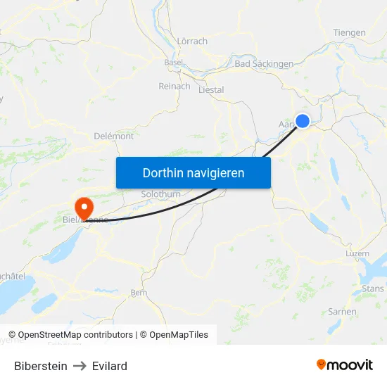 Biberstein to Evilard map