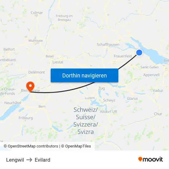 Lengwil to Evilard map