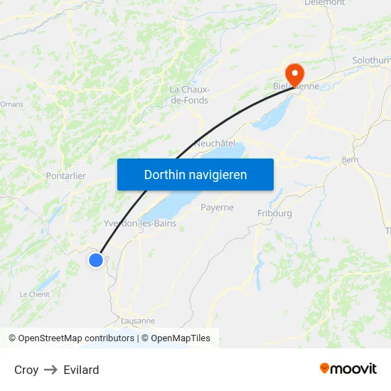 Croy to Evilard map