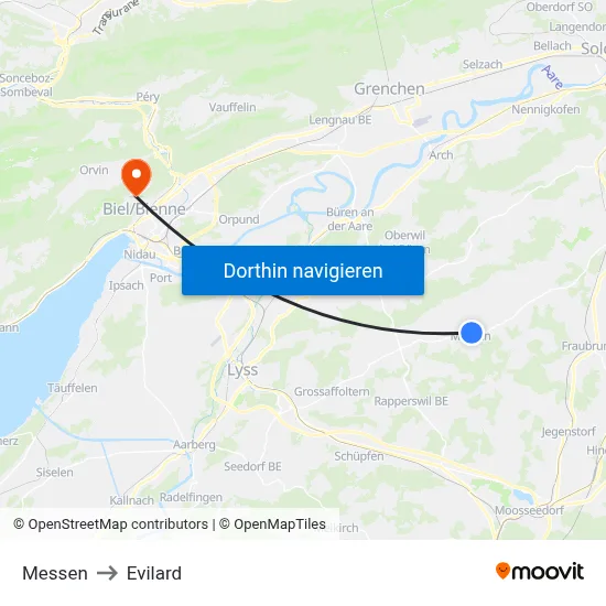Messen to Evilard map