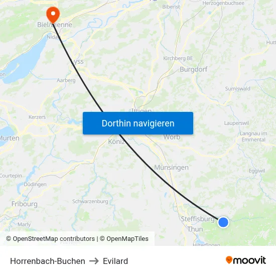 Horrenbach-Buchen to Evilard map