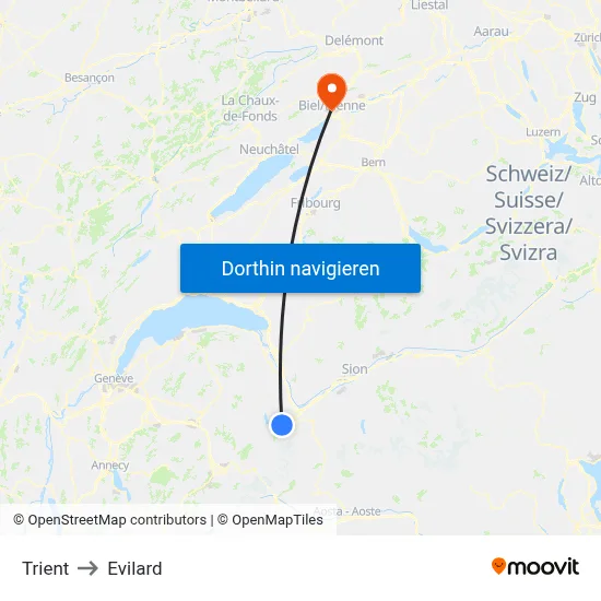 Trient to Evilard map