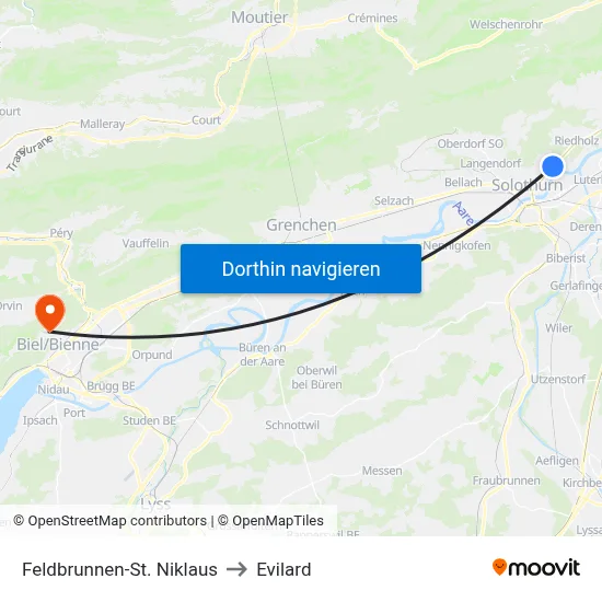 Feldbrunnen-St. Niklaus to Evilard map