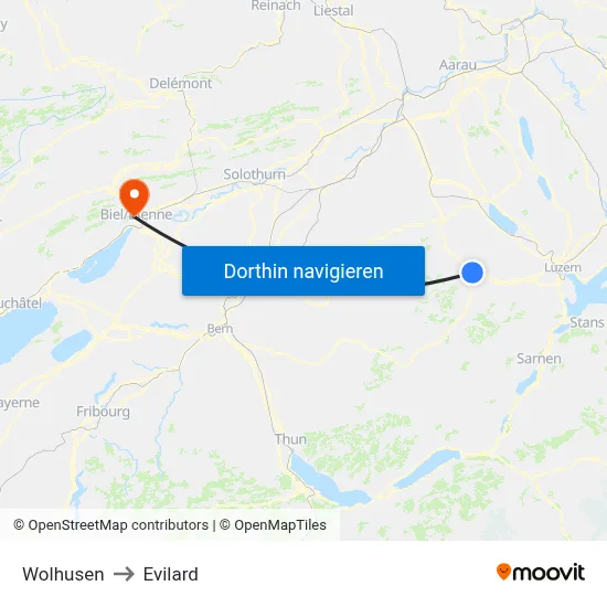 Wolhusen to Evilard map