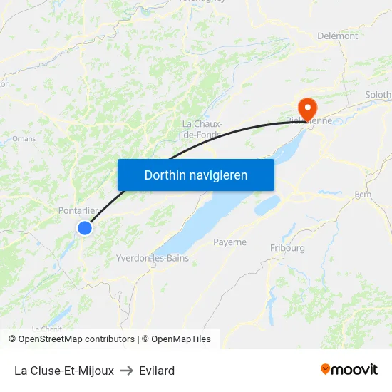 La Cluse-Et-Mijoux to Evilard map