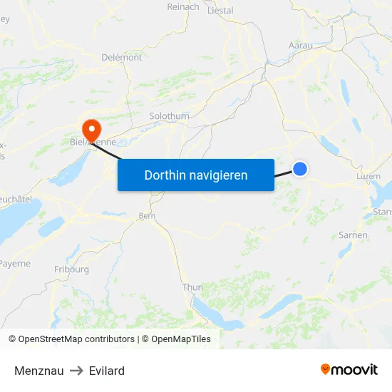 Menznau to Evilard map