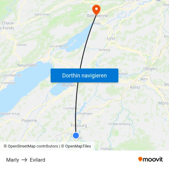 Marly to Evilard map