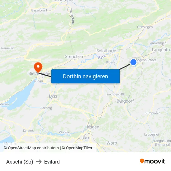 Aeschi (So) to Evilard map