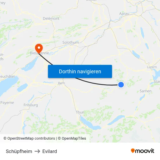 Schüpfheim to Evilard map