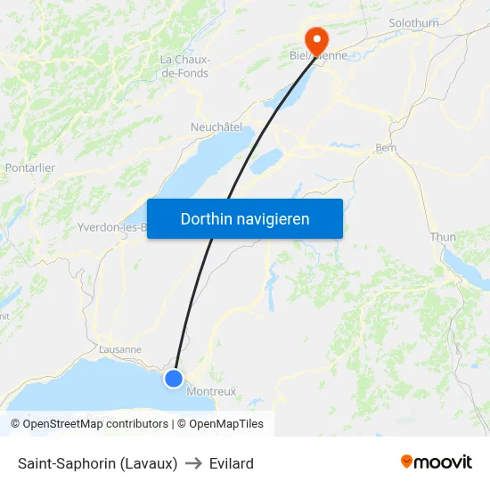 Saint-Saphorin (Lavaux) to Evilard map