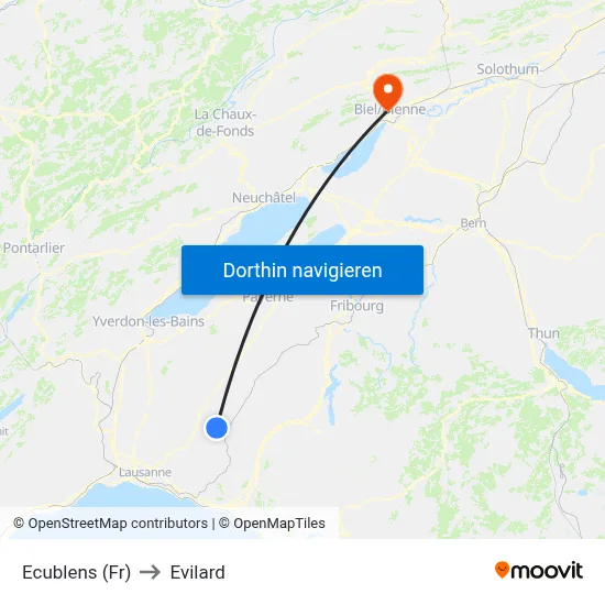 Ecublens (Fr) to Evilard map
