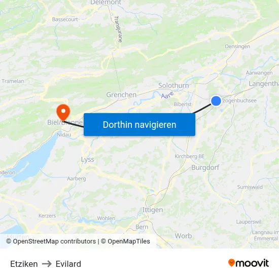 Etziken to Evilard map