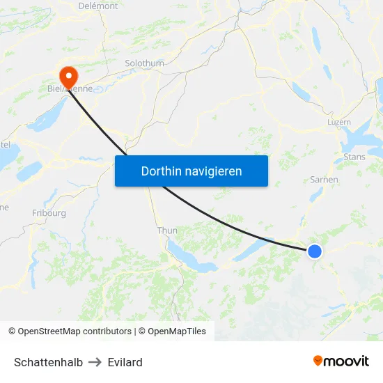 Schattenhalb to Evilard map