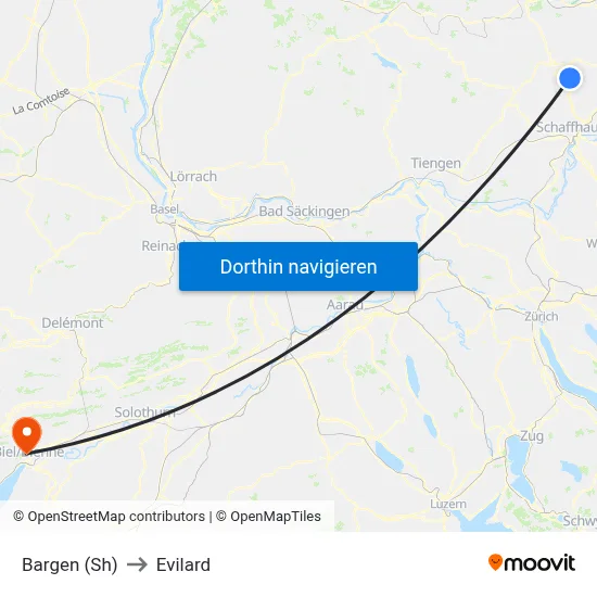 Bargen (Sh) to Evilard map