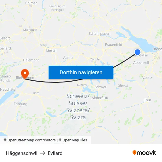 Häggenschwil to Evilard map
