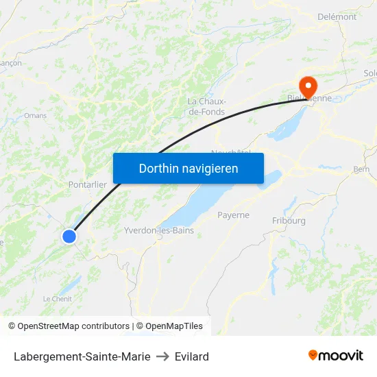 Labergement-Sainte-Marie to Evilard map