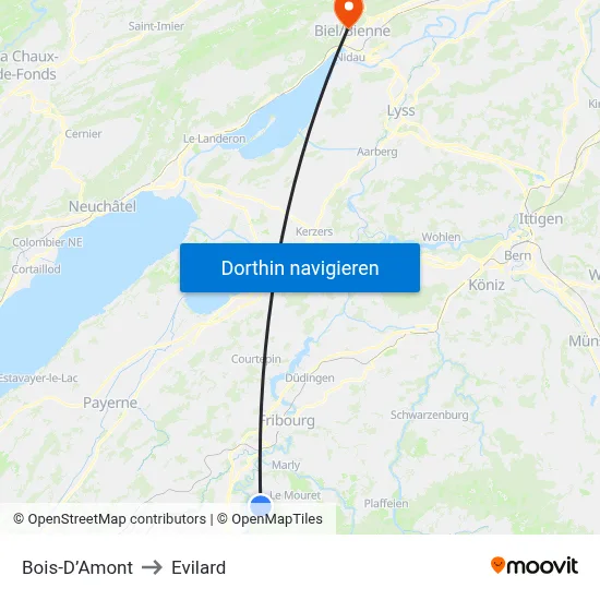 Bois-D’Amont to Evilard map