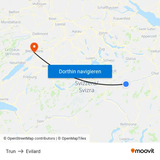 Trun to Evilard map