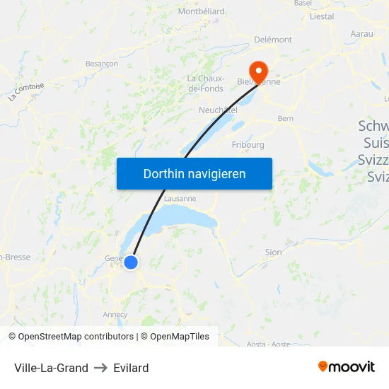 Ville-La-Grand to Evilard map