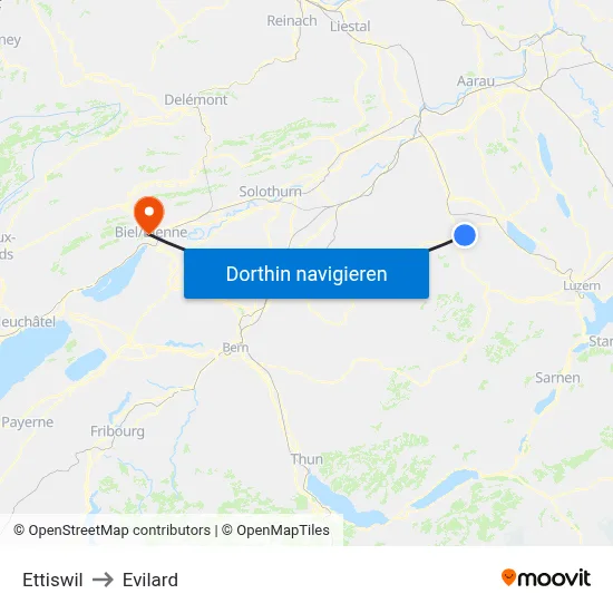 Ettiswil to Evilard map