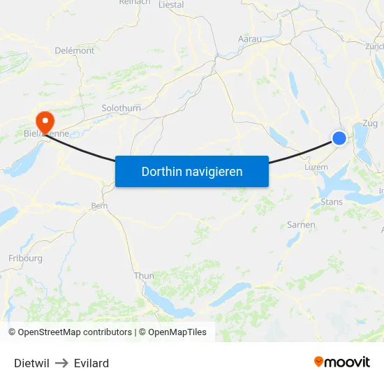 Dietwil to Evilard map