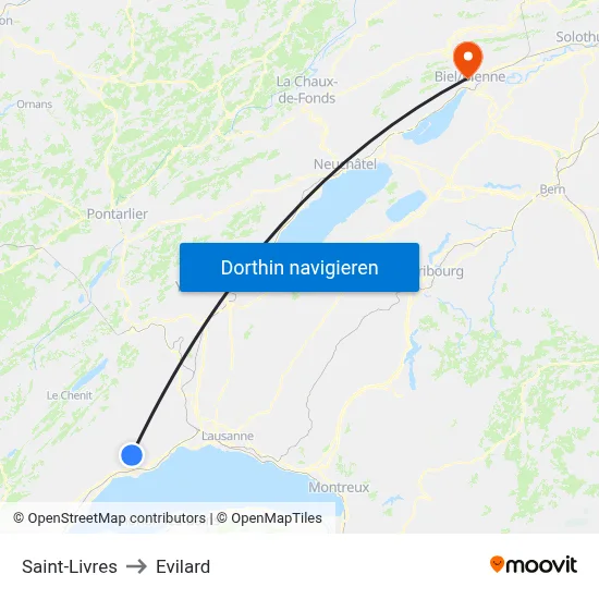 Saint-Livres to Evilard map