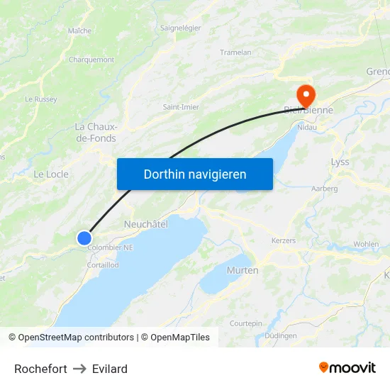 Rochefort to Evilard map