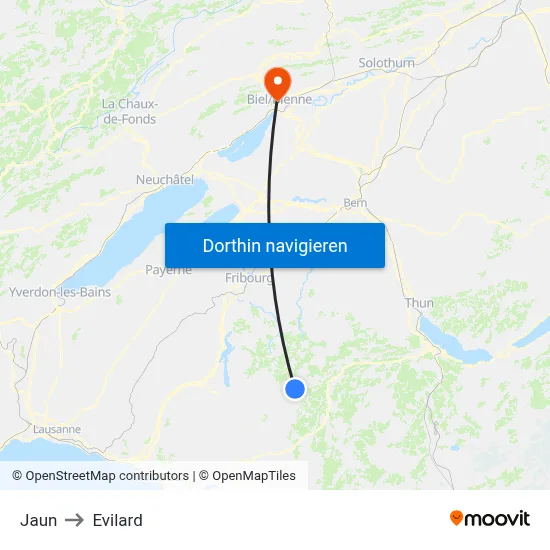 Jaun to Evilard map