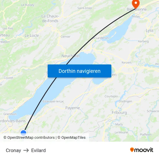 Cronay to Evilard map