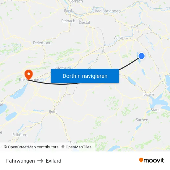 Fahrwangen to Evilard map