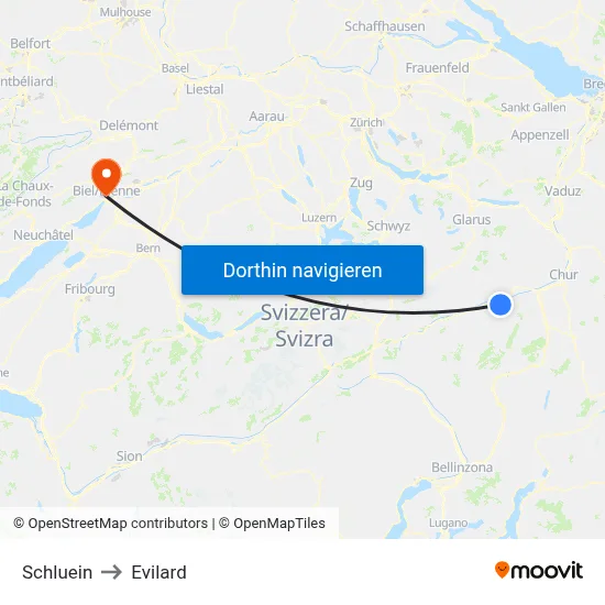 Schluein to Evilard map