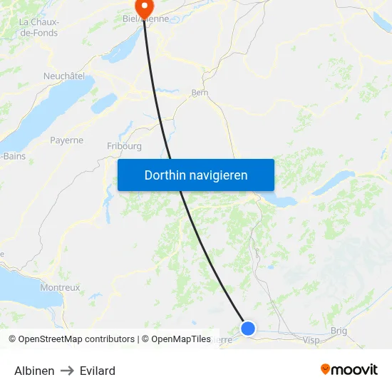 Albinen to Evilard map