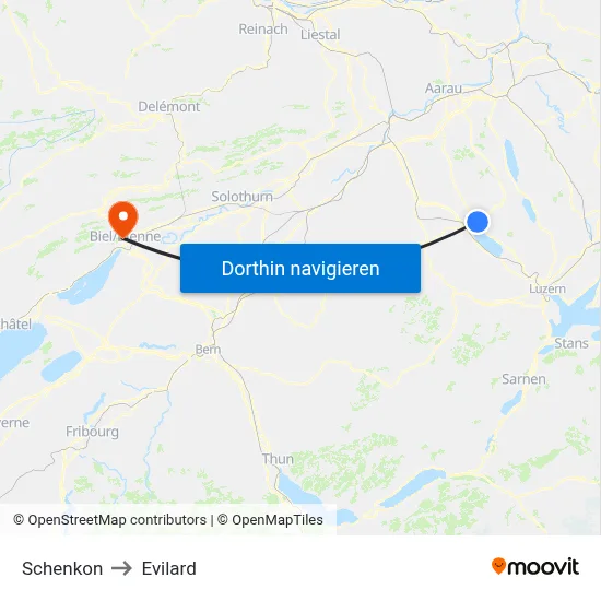 Schenkon to Evilard map