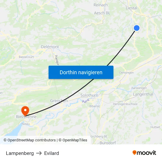 Lampenberg to Evilard map
