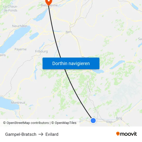 Gampel-Bratsch to Evilard map