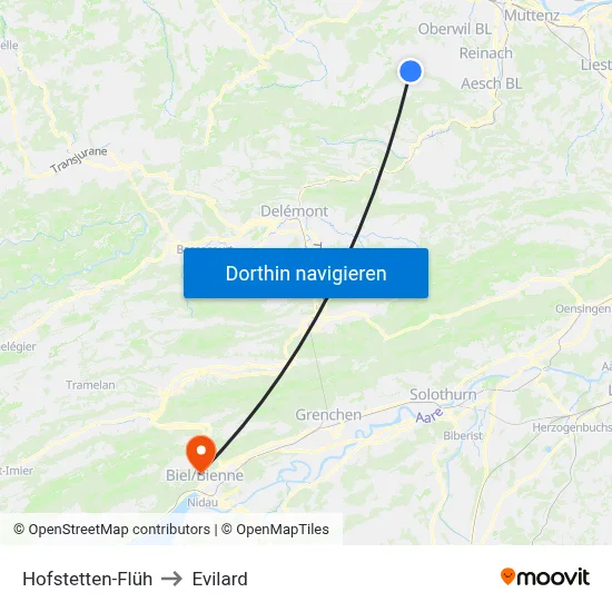 Hofstetten-Flüh to Evilard map