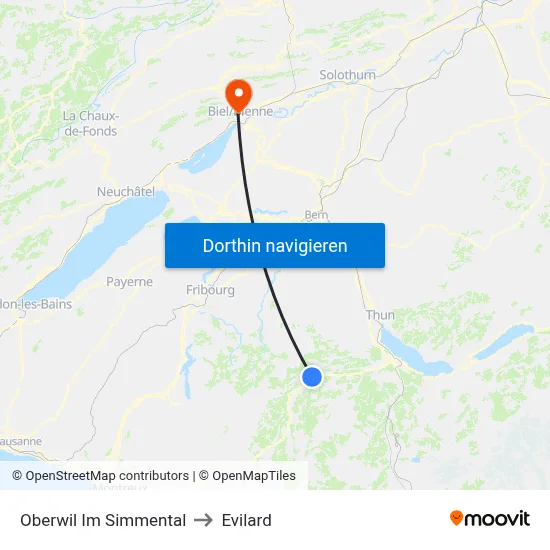 Oberwil Im Simmental to Evilard map