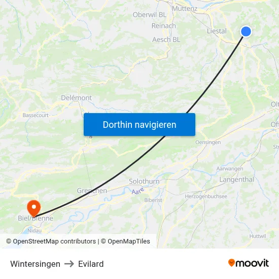 Wintersingen to Evilard map