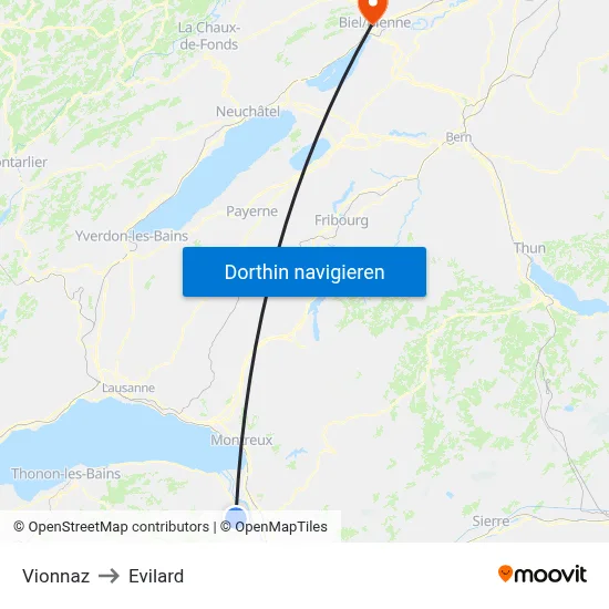 Vionnaz to Evilard map