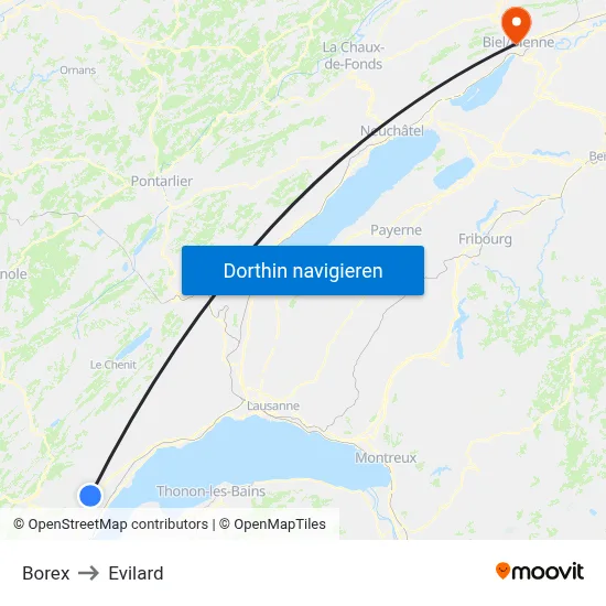 Borex to Evilard map