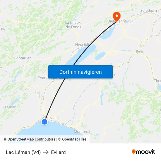 Lac Léman (Vd) to Evilard map