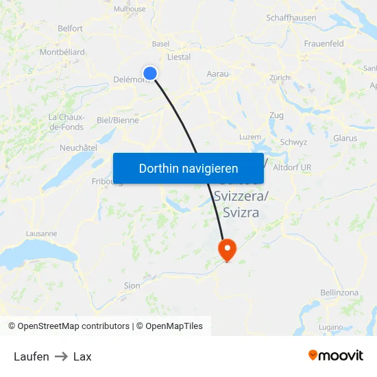 Laufen to Lax map