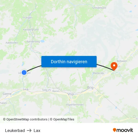 Leukerbad to Lax map