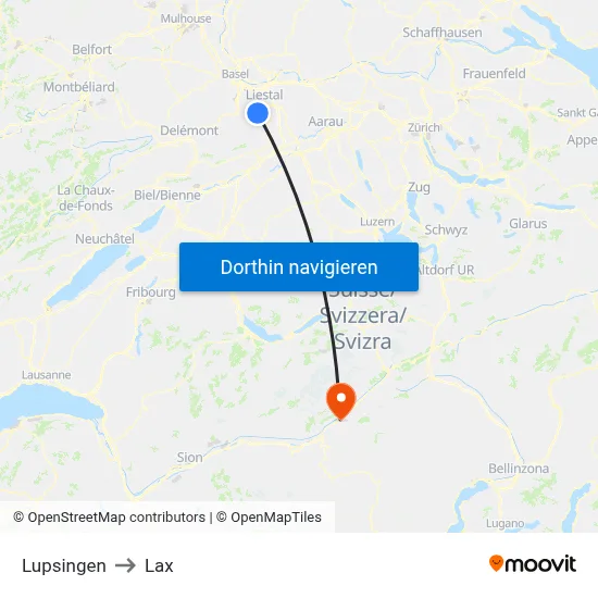 Lupsingen to Lax map