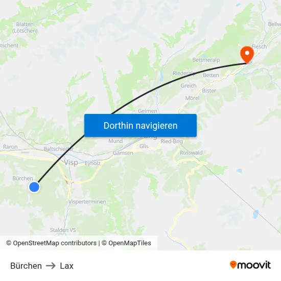 Bürchen to Lax map