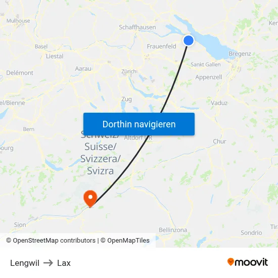 Lengwil to Lax map
