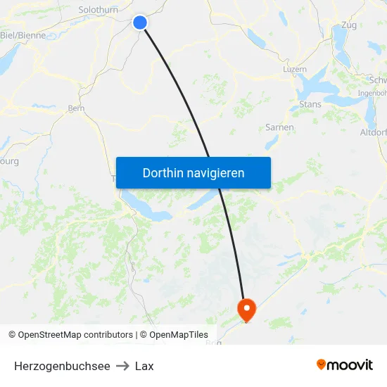 Herzogenbuchsee to Lax map